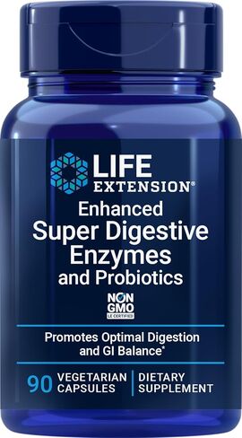 Life Extension Enhanced Super Digestive Enzymes & Probiotics -Vegetarian-Friendly Digestive Health Formula For GI Balance - Plant-Based Diet Aid - Non-GMO - 60 Vegetarian Capsules in Kuwait