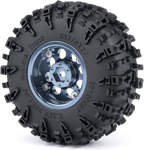MORLORDY 4Pcs 1.3" Wheels Tires Set for 1/24 Axial SCX24 Gladiator Deadbolt Bronco C10 JLU and 1/18 TRX4M RC Crawler Car Upgrade Parts (Titanium) in Saudi Arabia