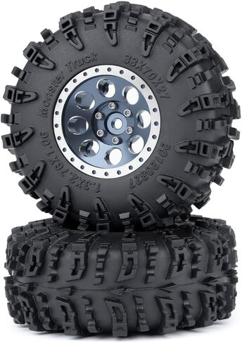 MORLORDY 4Pcs 1.3" Wheels Tires Set for 1/24 Axial SCX24 Gladiator Deadbolt Bronco C10 JLU and 1/18 TRX4M RC Crawler Car Upgrade Parts (Titanium) in Saudi Arabia