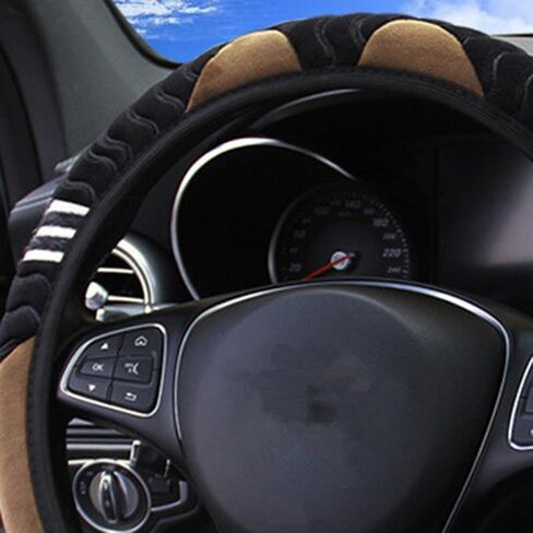 Anti-Scratch Plush Car Steering Wheel Cover – Soft Cover for 37-38cm Steering Wheels, Hides Wear & Tear, 5 Color Variations (Red/Pink/Gray/Purple/Coffee) in Saudi Arabia