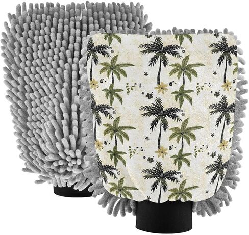 AIXIWAWA Car Wash Mitt Washing Glove Scratch Free Water Absorbent 2 Pack Large Pattern Palm Print in Saudi Arabia