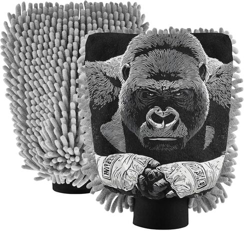 AIXIWAWA Vintage Gorilla Boxing Print Car Wash Mitt Washing Glove Scratch Free Water Absorbent 2 Pack Medium in Saudi Arabia