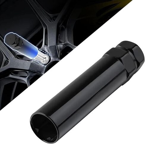 6 Spline Lug Nut Socket, Non-slip Lug Nut and Bolt Removal Tool, Alloy Rust Resistant Wheel Locking Socket Tool, Universal Modification for 13/16" & 7/8" Hex Wrench (Black) in Saudi Arabia
