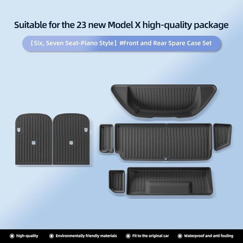 SMABEE 8Pcs Rear Back Seat Mats & Cargo Liner Set for Tesla Model X 6/7 Seater 2022-2026 (Not fit 5 Seater) All Weather Front Rear Trunk Backseat TPE Car Mat Anti-Slip Interior Accessories in Saudi Arabia