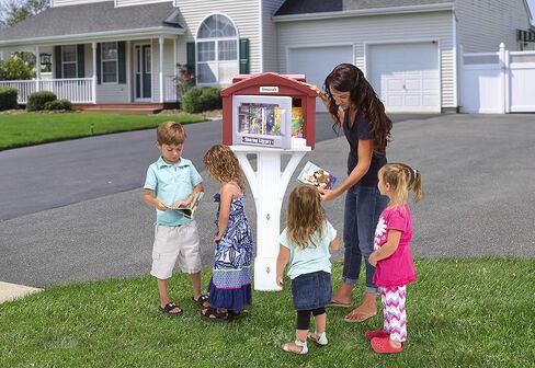 مكتبة مشاركة Simplay3 للاستخدام الخارجي، مكتبة مشاركة صغيرة للأحياء والحدائق والمدارس - بني، صنع في الولايات المتحدة الأمريكية in Kuwait