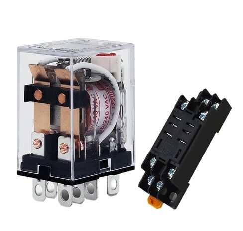 JQX-13F HH62P High Power Relay Coil General DPDT Electromagnetic Relay Switch with Socket Base AC110V220V DC12V24V10A(AC,380V-With Base) in Saudi Arabia