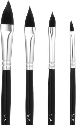 4Pcs Cat Tongue Watercolor Brush Set, Oval Water Color Paint Brushes, Water Color Paint Brushes for Acrylic Painting Floral Petal, Professional Cat Tongue Painting Brush for Artists & Beginners in Saudi Arabia