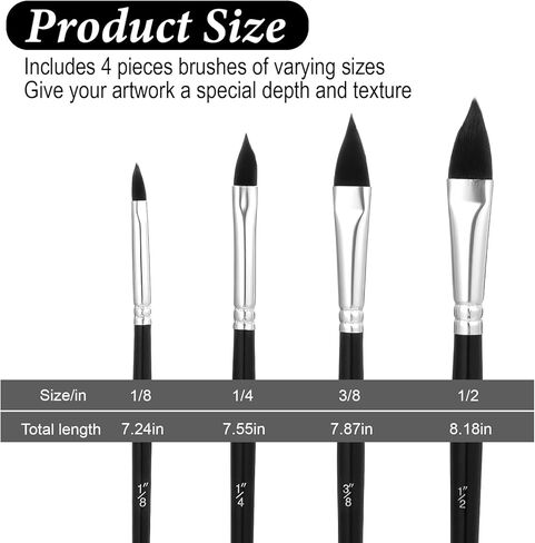 4Pcs Cat Tongue Watercolor Brush Set, Oval Water Color Paint Brushes, Water Color Paint Brushes for Acrylic Painting Floral Petal, Professional Cat Tongue Painting Brush for Artists & Beginners in Saudi Arabia