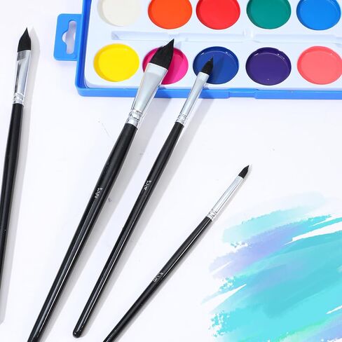 4Pcs Cat Tongue Watercolor Brush Set, Oval Water Color Paint Brushes, Water Color Paint Brushes for Acrylic Painting Floral Petal, Professional Cat Tongue Painting Brush for Artists & Beginners in Saudi Arabia