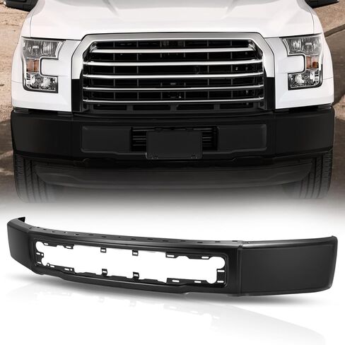 Auto Dynasty Front Bumper Impact Face Bar Compatible with 2015 2016 2017 Ford F-150, with Fog Light Cutout, Non Fit Raptor Model, Painted Black in Saudi Arabia