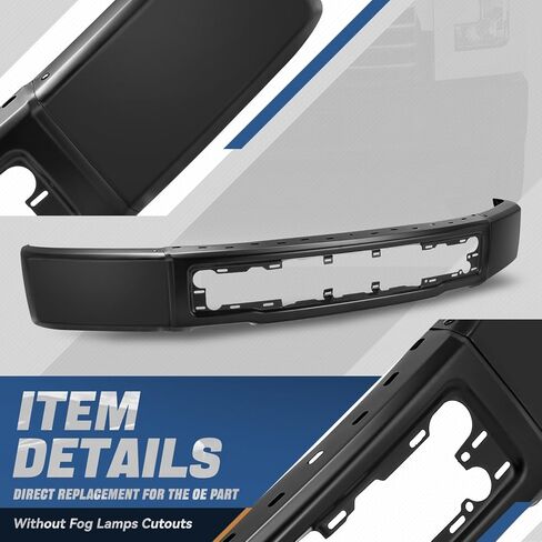 Auto Dynasty Front Bumper Impact Face Bar Compatible with 2015 2016 2017 Ford F-150, with Fog Light Cutout, Non Fit Raptor Model, Painted Black in Saudi Arabia