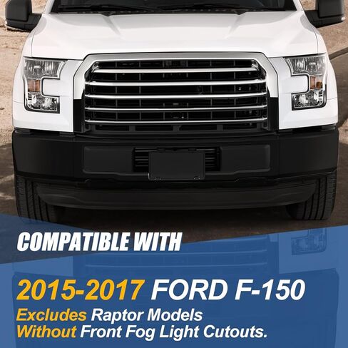 Auto Dynasty Front Bumper Impact Face Bar Compatible with 2015 2016 2017 Ford F-150, with Fog Light Cutout, Non Fit Raptor Model, Painted Black in Saudi Arabia