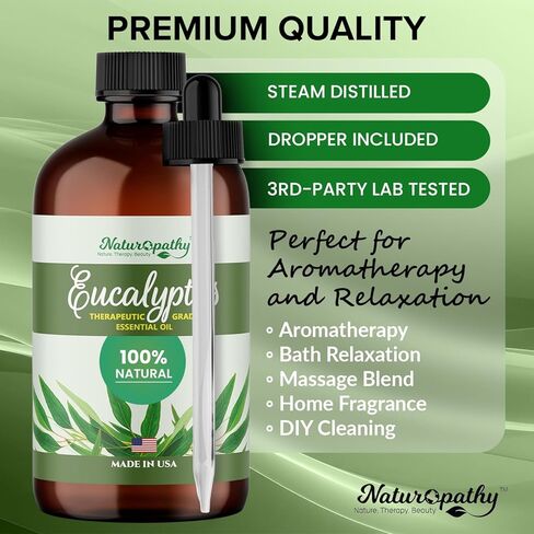 Naturopathy Eucalyptus Essential Oil, Therapeutic Grade, Premium Quality Perfect for Aromatherapy (4 fl oz) in Kuwait