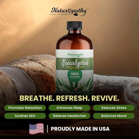 Naturopathy Eucalyptus Essential Oil, Therapeutic Grade, Premium Quality Perfect for Aromatherapy (4 fl oz) in Kuwait
