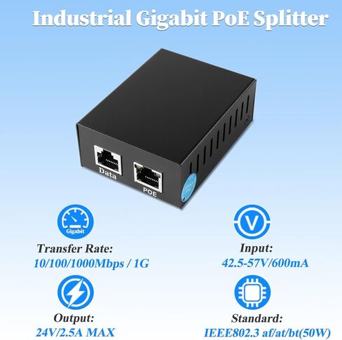 Gigabit POE Splitter 5V 4A POE to 5.5x2.1mm DC and RJ45 Adapter Splitter IEEE 802.3af/at Standard Compliant 10,100,1000Mbps Power Over Ethernet Splitter Adapter for PTZ IP Cameras in Kuwait
