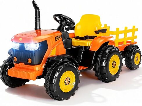 جرار ركوب 24 فولت XL مع مقطورة قابلة للإمالة والفصل، محركات 2 × 80 وات، مقابض قابلة للتعديل، إطارات EVA، للأمام والخلف، حزام أمان، جهاز تحكم عن بعد - إصدار Farm Harvest in Kuwait