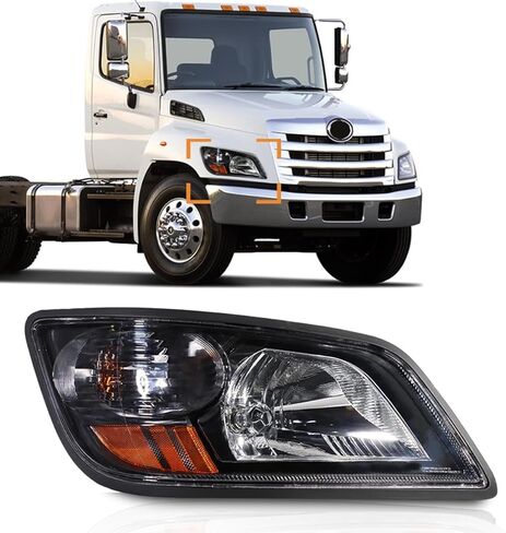 Headlight fit for 2011+ Hino 238 258 268 338 Truck Right Passenger Side Gray Housing Headlamp in Saudi Arabia