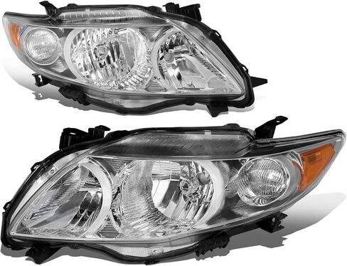 Auto Dynasty Halogen Headlights Assembly Headlamp Compatible with Toyota Corolla Sedan 2009 2010, Driver and Passenger Side, Black Housing Amber Corner in Saudi Arabia