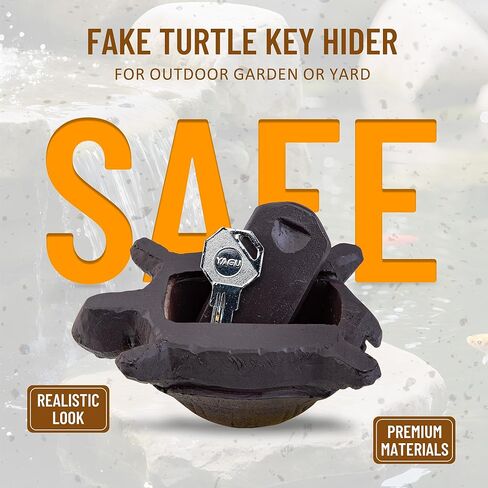 BarGifts إخفاء مفتاح خارجي مزيف لمفتاح الصخور المخفي مظهر السلحفاة للحديقة أو الفناء، صندوق تخزين سري لمفاتيح الغيار المخفية الآمنة - ديكور الحديقة - مفتاح مخفي في الهواء الطلق في الصخور - متوسط in Kuwait