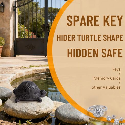 BarGifts إخفاء مفتاح خارجي مزيف لمفتاح الصخور المخفي مظهر السلحفاة للحديقة أو الفناء، صندوق تخزين سري لمفاتيح الغيار المخفية الآمنة - ديكور الحديقة - مفتاح مخفي في الهواء الطلق في الصخور - متوسط in Kuwait