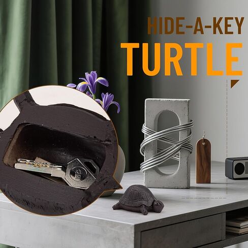 BarGifts إخفاء مفتاح خارجي مزيف لمفتاح الصخور المخفي مظهر السلحفاة للحديقة أو الفناء، صندوق تخزين سري لمفاتيح الغيار المخفية الآمنة - ديكور الحديقة - مفتاح مخفي في الهواء الطلق في الصخور - متوسط in Kuwait