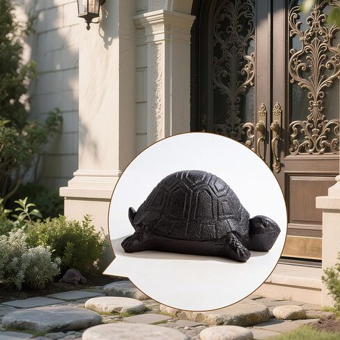 BarGifts إخفاء مفتاح خارجي مزيف لمفتاح الصخور المخفي مظهر السلحفاة للحديقة أو الفناء، صندوق تخزين سري لمفاتيح الغيار المخفية الآمنة - ديكور الحديقة - مفتاح مخفي في الهواء الطلق في الصخور - متوسط in Kuwait