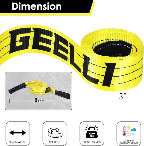3" x 8ft Tree Saver Strap, 30,000 Pound Capacity Tow Straps Heavy Duty with Loops Recovery Strap for Truck, Winch, Emergency Off-Road in Saudi Arabia