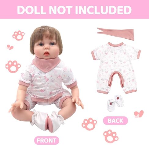 مجموعتان من ملابس الدمى وإكسسواراتها للدمى مقاس 20-22 بوصة، 8 قطع ملابس بما في ذلك بذلة وحفاضات الدمى ومنديل الرأس والأحذية in Kuwait