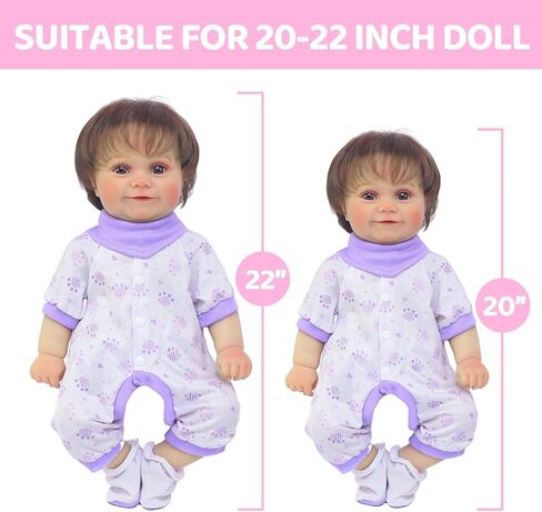 مجموعتان من ملابس الدمى وإكسسواراتها للدمى مقاس 20-22 بوصة، 8 قطع ملابس بما في ذلك بذلة وحفاضات الدمى ومنديل الرأس والأحذية in Kuwait