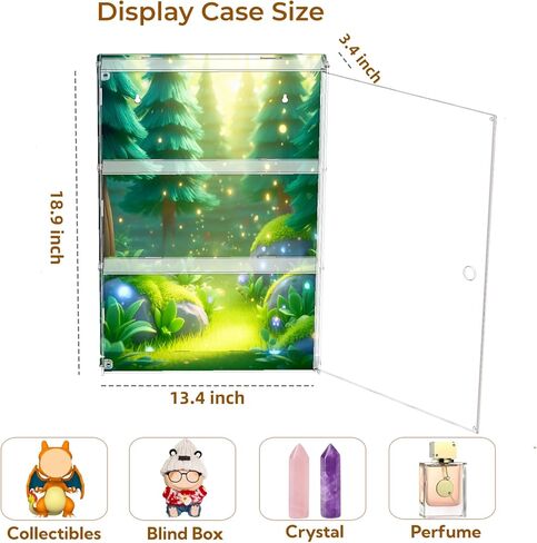 Display Case for Action Figure Blind Box Monsters Storage Cabinet Thanksgiving Clear Acrylic Shelf Collectibles 3 Layer Adjustable Magnetic Door Dustproof Wall Mounted Desktop in Saudi Arabia