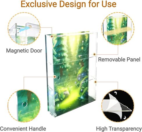 Display Case for Action Figure Blind Box Monsters Storage Cabinet Thanksgiving Clear Acrylic Shelf Collectibles 3 Layer Adjustable Magnetic Door Dustproof Wall Mounted Desktop in Saudi Arabia