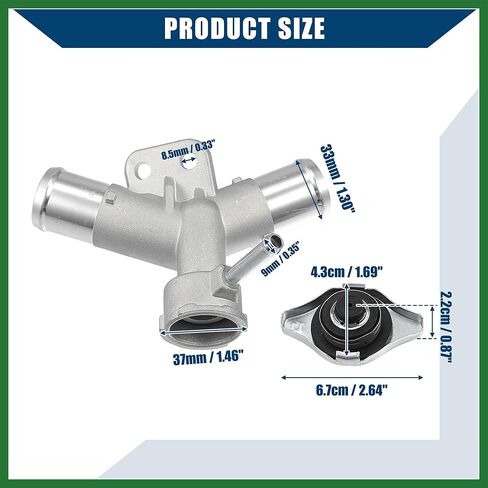 Motoforti No.1650221080/1640136020 Aluminum Engine Radiator Filler Neck with Fully Sealed Cap for Toyota Yaris/Upper Radiator Coolant Filler Neck Water Pipe W/Fill Cap / 1Set Long-lasting in Saudi Arabia