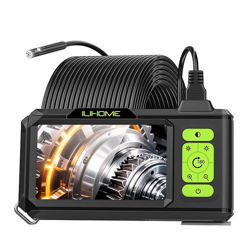 7.9mm Dual Lens Endoscope Borescope ILIHOME Inspection Camera with 4.5" IPS Screen IP68 Waterproof Endoscope Camera with 8+1 LED Lights Snake Plumbing Camera with 16.5FT Cable 32G TF Card, Travel Case in Kuwait