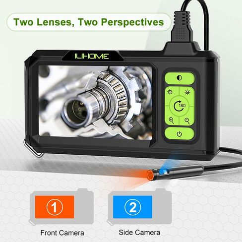 7.9mm Dual Lens Endoscope Borescope ILIHOME Inspection Camera with 4.5" IPS Screen IP68 Waterproof Endoscope Camera with 8+1 LED Lights Snake Plumbing Camera with 16.5FT Cable 32G TF Card, Travel Case in Kuwait