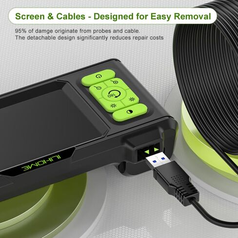 7.9mm Dual Lens Endoscope Borescope ILIHOME Inspection Camera with 4.5" IPS Screen IP68 Waterproof Endoscope Camera with 8+1 LED Lights Snake Plumbing Camera with 16.5FT Cable 32G TF Card, Travel Case in Kuwait