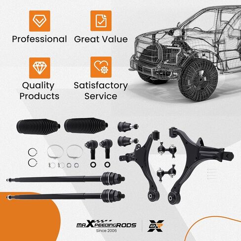 maXpeedingrods 12Pcs Suspension Kit for Honda CR-V 2002-2006 4WD/2WD, Front Lower Control Arm with Lower Ball Joints, Sway Bar Links, Outer & Inner Tie Rod, Boots in Saudi Arabia