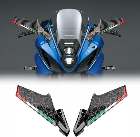 ل GSX-8R GSX 8R GSX8R 2023 2024 2025 مرآة الرؤية الخلفية لجناح الرياح مرآة الرؤية الخلفية للدراجة النارية مرآة جناح الدراجة النارية مرآة جناح الرياح عاكس مرآة مخفية (نسيج ألياف الكربون) in Kuwait