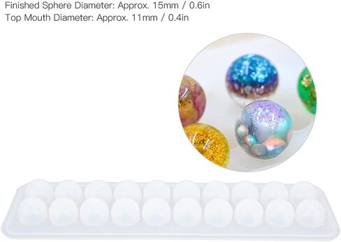 Silicone Ball Mold for Jewelry Making, DIY Pendant Craft with Dried Flowers, 15mm Sphere Mold for Resin Keychains & Clothing Decor in Saudi Arabia