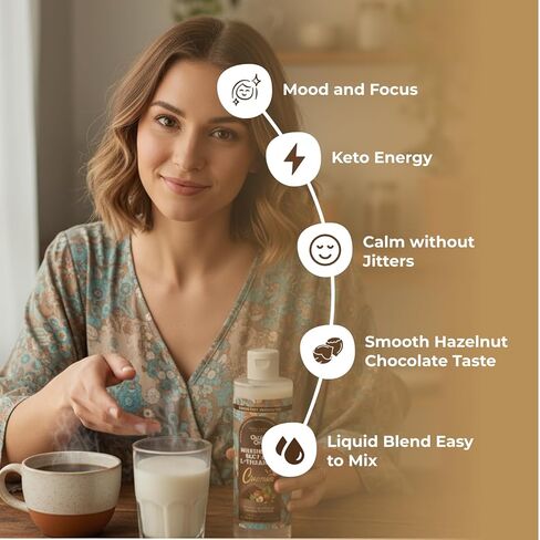 Mushroom Coffee Creamer with MCT Oil by Owl & Ox | L Theanine, Nootropic Superfood Blend, Vegan, Sugar Free, Dairy Free, Adaptogens, Plant Based & Keto Friendly, Hazelnut Chocolate, 30 Servings in Kuwait