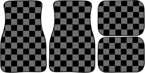 Checkered Car Mats Set of 4 Abstract Checkered Flag Vintage Black Grey Checkers Chess Board Grid Style Floor Mats for Cars Universal Front Rear Vehicle Rugs Auto Accessories for Truck Sedan in Saudi Arabia