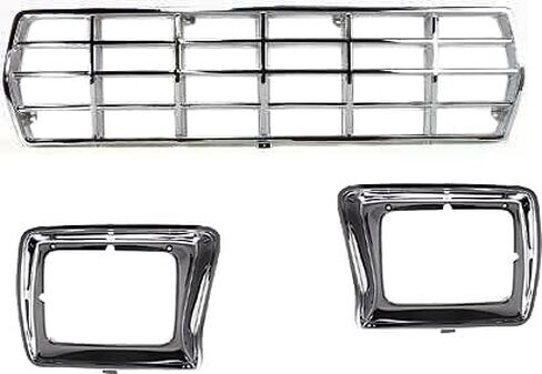 Evan Fischer Grille and Headlight Door Kit Compatible With 1978-1979 Ford F-150, Fits 1978-1979 Bronco, Chrome Shell and Insert FO1200111 FO2512114 FO2513115 Front in Saudi Arabia