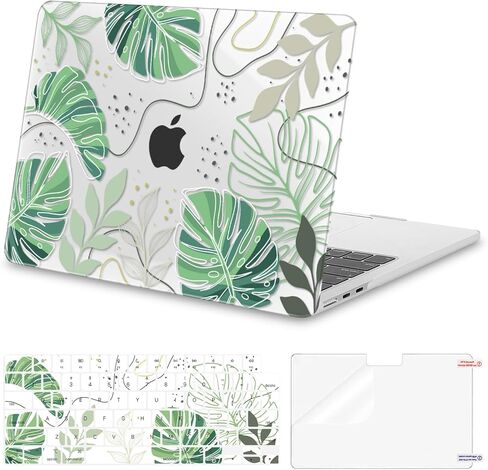 حافظة MOSISO متوافقة مع جهاز MacBook Air 13 بوصة 2025 2024 2023 2022 M4 A3240 M3 A3113 M2 A2681، غطاء صلب من البلاستيك وغطاء لوحة مفاتيح وواقي شاشة لجهاز MacBook Air 13.6 بوصة، خضرة استوائية in Saudi Arabia