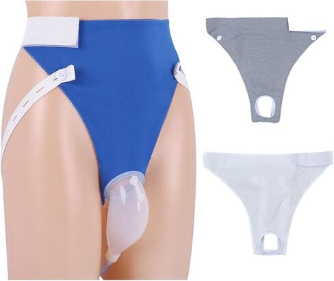 Urine Collection Bag Condom Catheters for Men Reusable Portable Silicone Urinal with 2 Urine Catheter Bags (Elderly Men-Blue) in Kuwait