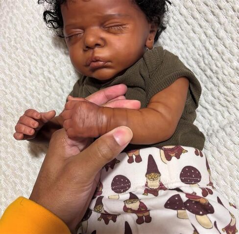 Reborn Baby Dolls Black Boy 19 Inch Soft Body Real Life Baby Dolls Curly Hair Realistic Newborn Black Lifelike African American Baby Doll Toy with Accessories Birthday Xmas Gift for Kids Age 3+ in Kuwait