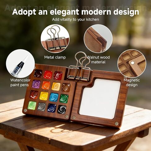Mini Watercolor Travel Set for Beginners 24 Color Portable Watercolor Paint Set with Walnut Wood Palette Water Brush & Sketchbook Compact Travel Art Supplies for Artists beginner & Painters in Saudi Arabia