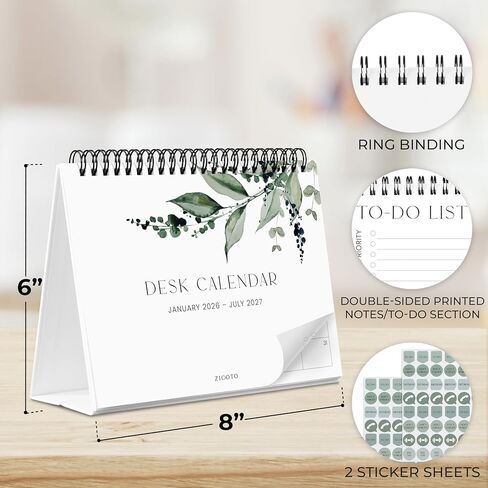 Aesthetic Desk Calendar 2026-2027 - Runs from June 2026 until July 2027 - Beautiful Small 26-27 Flip Desktop Calendar for Easy Organizing in Saudi Arabia