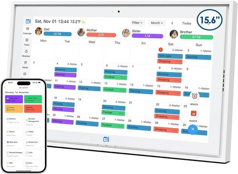 تقويم رقمي مقاس 15.6 بوصة من USIN، تقاويم ذكية بشاشة تعمل باللمس بدقة 1080 بكسل كاملة الوضوح، منظم منزلي، مخططات المهام العائلية ومخطط الوجبات، مكالمات الفيديو/الصوت، مثبت على المكتب والحائط، تقويم إلكتروني in Kuwait