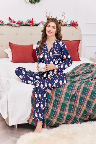Ekouaer Women Satin Pajamas Set Classic Button Down Long Pjs Set in Saudi Arabia