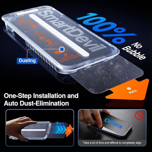 واقي شاشة SmartDevil مكون من 3 قطع لهاتف iPhone 14 Pro Max مع واقي عدسة كاميرا مكون من 3 قطع، غشاء زجاجي مقوى شفاف 9H، تركيب فائق السرعة (خالي من الغبار والفقاعات)، أداة محاذاة in Kuwait