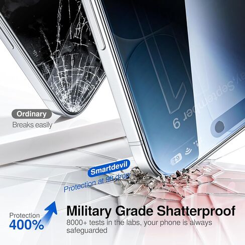 واقي شاشة SmartDevil مكون من 3 قطع لهاتف iPhone 14 Pro Max مع واقي عدسة كاميرا مكون من 3 قطع، غشاء زجاجي مقوى شفاف 9H، تركيب فائق السرعة (خالي من الغبار والفقاعات)، أداة محاذاة in Kuwait